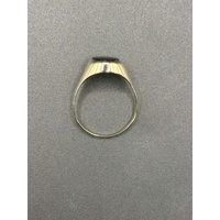 Mens 9ct Yellow Gold Black Gemstone Ring
