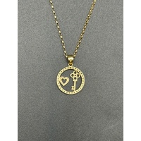 Ladies 9ct Yellow Gold Belcher Link Chain & Circle Pendant 