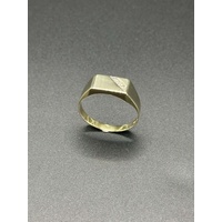 Mens 9ct Yellow Gold Diamond Signet Ring