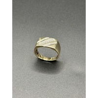 Mens 9ct Yellow Gold Diamond Signet Ring
