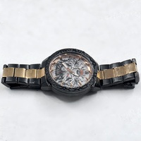 MEGALITH Wolf Men's Quartz Watch Black Gold Stainless Steel Bracelet 3ATM