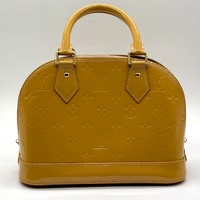 Louis Vuitton Alma BB Monogram Vernis Satchel Bag Beige Yellow with Strap