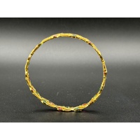 Ladies 21ct Yellow Gold Round Gemstone Bangle