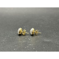 Ladies 9ct Yellow Gold Diamond Cluster Stud Earrings