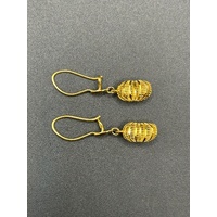 Ladies 21ct Yellow Gold Peanut Design Dangle Earrings