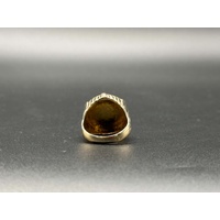 Mens 22ct Yellow Gold Round Sovereign Coin Set In 9ct Ring