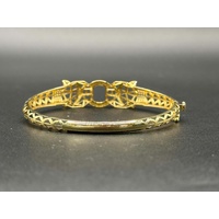 Unisex 18ct Yellow Gold Panther Green Gemstone Bangle