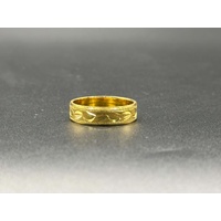Unisex 22ct Yellow Gold Lazer Cut Pattern Ring