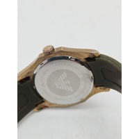 Emporio Armani AR-3332 Unisex Gold Toned Muted Green Strap Analogue Watch