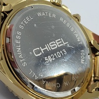 Chisel Men's Gold Tone Chronograph Watch 100M Black Dial Stainless Steel 