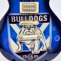 BULLDOGS Miniature Guitar Blue Black Collectible Display Model