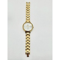 Elite Ladies Quartz Watch Gold Tone Bracelet Stainless Steel Back 5080379