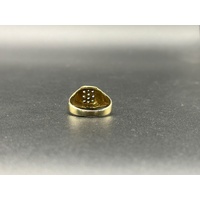 Mens 9ct Yellow Gold Diamond Signet Ring