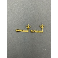 Ladies 9ct Yellow Gold Brown Quartz & CZ Drop Earrings