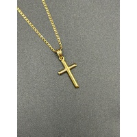 Unisex 9ct Yellow Gold Curb Link Chain with Cross Pendant