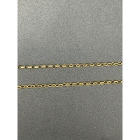 Ladies 9ct Yellow Gold Belcher Link Chain & Double Heart Diamond Pendant