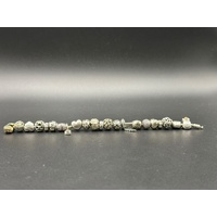 Ladies 925 Sterling Silver Pandora Charm Bracelet with 20 Mixed Charms