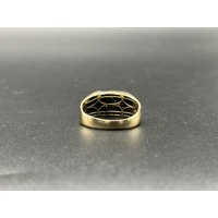 Mens 9ct Yellow Gold Diamond Signet Ring