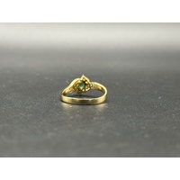 Ladies 18ct Yellow Gold Green Stone & Diamond Ring