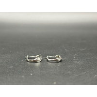 Ladies 9ct White Gold Diamond Oval Hoop Earrings