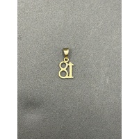 Ladies 9ct Yellow Gold Diamond Number 18 Pendant