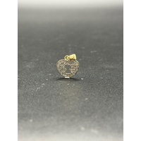 Ladies 9ct Yellow Gold White CZ Heart Keyhole Pendant