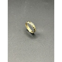 Unisex 9ct Yellow Gold Laser Cut Pattern Band Ring