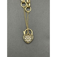 Ladies 9ct Yellow Gold 0.01ct Diamond Belcher Link Bracelet