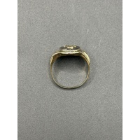 Mens 10ct Yellow Gold Diamond & Black Onyx Initial “A” Ring