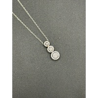 Ladies 18ct White Gold Cable Link Chain & Diamond Dangle Pendant