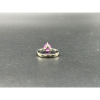 Ladies 18ct White Gold Pink Gemstone Ring