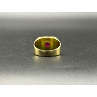 Men’s 18ct Yellow Gold Red-Coloured Stone Signet Ring