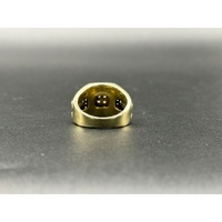 Mens 9ct Yellow Gold Diamond Cluster Ring