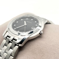 GUCCI 5500M Mens Diamond Date Quartz Watch 38mm Black Dial with Box