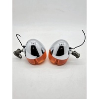 Harley-Davidson Front Rear Turn Signals Amber Chrome USA Made 4pc