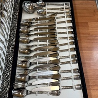 Vintage Italian Super Inox 800 Stamped 64 Pc Flatware Cutlery Set Case