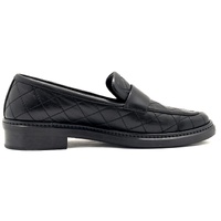 CHANEL Black Quilted Leather CC Logo Flat Loafers Shoes EU 36.5C AU 6 6.5