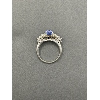 Ladies 18ct White Gold Blue Sapphire & Diamond Ring
