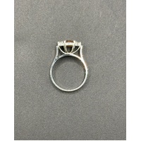 Ladies 18ct White Gold Amber Sapphire & Diamond Ring