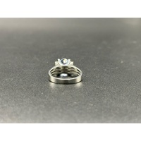 Ladies 18ct White Gold Blue Sapphire & Diamond Ring