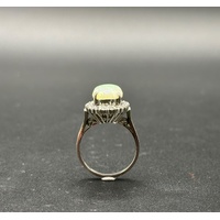 Ladies 14ct White Gold White Opal & Diamond Ring
