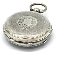 JW 1888 London Antique Pocket Watch Sterling Silver Key Wind White Dial