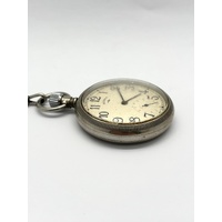 Rotara Antique Silver Mechanical Pocket Watch Vintage Watch with Chain
