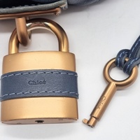 Chloe Paddington Navy Blue Leather Shoulder Bag Gold Hardware Padlock + COA