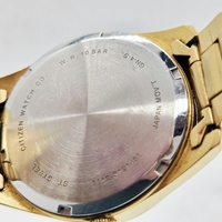 Citizen Mens Quartz Watch Gold Tone Black Dial Date 100M 1112-S121451