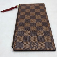 Louis Vuitton Damier Ebene Zipper Pouch Brown Checkered Red Interior