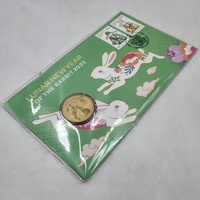 2023 Lunar Year of the Rabbit $1 Uncirculated Coin & Stamp PNC Perth Mint