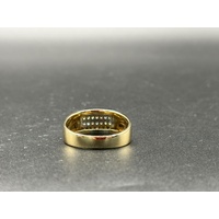 Mens 9ct Yellow Gold Diamond Band Ring