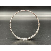 Unisex Sterling Silver Curb Link Round Bangle (Brand New)