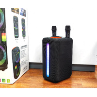 Portable Karaoke BT Speakers with Mic HIFI Subwoofer LED Light PA Speaker Black